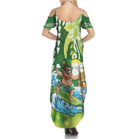 Hawaii Saint Patrick's Day Summer Maxi Dress Funny Surfing Leprechaun LT05 - Polynesian Pride