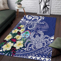 Hafa Adai Guam Area Rug Latte Stone With Coconut Crab LT05 Blue - Polynesian Pride