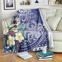 Hafa Adai Guam Blanket Latte Stone With Coconut Crab LT05 Blue - Polynesian Pride