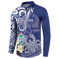 Personalised Hafa Adai Guam Button Sweatshirt Latte Stone With Coconut Crab LT05 - Polynesian Pride