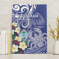 Hafa Adai Guam Canvas Wall Art Latte Stone With Coconut Crab LT05 Without Frame Blue - Polynesian Pride