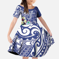 Personalised Hafa Adai Guam Family Matching Off The Shoulder Long Sleeve Dress and Hawaiian Shirt Latte Stone With Coconut Crab