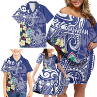 Personalised Hafa Adai Guam Family Matching Off Shoulder Short Dress and Hawaiian Shirt Latte Stone With Coconut Crab