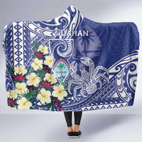 Hafa Adai Guam Hooded Blanket Latte Stone With Coconut Crab LT05 One Size Blue - Polynesian Pride