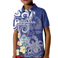 Personalised Hafa Adai Guam Kid Polo Shirt Latte Stone With Coconut Crab LT05 Kid Blue - Polynesian Pride