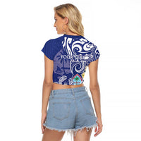 Personalised Hafa Adai Guam Raglan Cropped T Shirt Latte Stone With Coconut Crab LT05 - Polynesian Pride