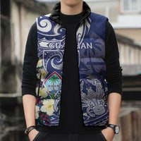 Personalised Hafa Adai Guam Sleeveless Puffer Jacket Latte Stone With Coconut Crab LT05 - Polynesian Pride