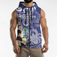 Personalised Hafa Adai Guam Sleeveless Zip Hoodie Latte Stone With Coconut Crab LT05 - Polynesian Pride