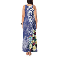 Personalised Hafa Adai Guam Tank Maxi Dress Latte Stone With Coconut Crab LT05 - Polynesian Pride