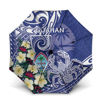 Hafa Adai Guam Umbrella Latte Stone With Coconut Crab LT05 One Size Folded 11.42 inch Opened Diameter 37.4 inch Blue - Polynesian Pride