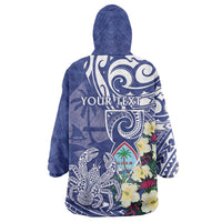 Personalised Hafa Adai Guam Wearable Blanket Hoodie Latte Stone With Coconut Crab LT05 - Polynesian Pride