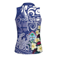 Personalised Hafa Adai Guam Women Sleeveless Polo Shirt Latte Stone With Coconut Crab LT05 - Polynesian Pride