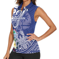 Personalised Hafa Adai Guam Women Sleeveless Polo Shirt Latte Stone With Coconut Crab LT05 - Polynesian Pride