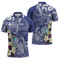Personalised Hafa Adai Guam Zipper Polo Shirt Latte Stone With Coconut Crab LT05 - Polynesian Pride