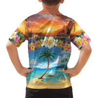 Guam Family Matching Puletasi and Hawaiian Shirt Eternal Summer Sunset Beach LT05 - Polynesian Pride