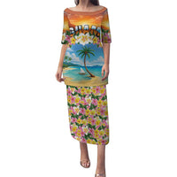 Guam Family Matching Puletasi and Hawaiian Shirt Eternal Summer Sunset Beach LT05 Mom's Dress Colorful - Polynesian Pride