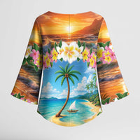 Guam Kimono Sleeve Blouse Eternal Summer Sunset Beach LT05 - Polynesian Pride