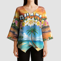 Guam Kimono Sleeve Blouse Eternal Summer Sunset Beach LT05 - Polynesian Pride