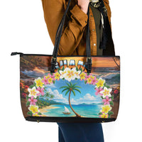 Guam Leather Tote Bag Eternal Summer Sunset Beach LT05 - Polynesian Pride