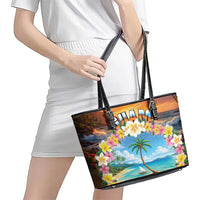 Guam Leather Tote Bag Eternal Summer Sunset Beach LT05 - Polynesian Pride