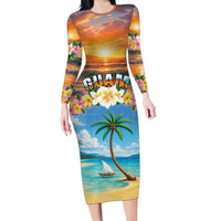Guam Long Sleeve Bodycon Dress Eternal Summer Sunset Beach LT05 Long Dress Colorful - Polynesian Pride