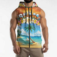 Guam Sleeveless Zip Hoodie Eternal Summer Sunset Beach LT05 - Polynesian Pride