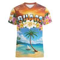 Guam Women V-Neck T-Shirt Eternal Summer Sunset Beach LT05 Female Colorful - Polynesian Pride