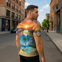 Guam Zipper Polo Shirt Eternal Summer Sunset Beach LT05 - Polynesian Pride