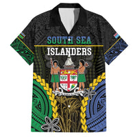 Personalised South Sea Islanders And Fiji Hawaiian Shirt Kanakas Fijian Tapa Pattern LT05 Black - Polynesian Pride