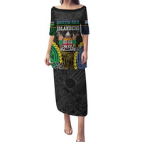 Personalised South Sea Islanders And Fiji Puletasi Kanakas Fijian Tapa Pattern LT05 Long Dress Black - Polynesian Pride