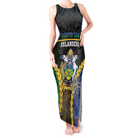 Personalised South Sea Islanders And Solomon Islands Tank Maxi Dress Kanakas Polynesian Pattern LT05 Women Black - Polynesian Pride