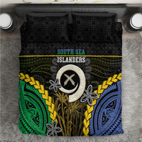 South Sea Islanders And Vanuatu Bedding Set Kanakas Sand Drawing Pattern LT05 Black - Polynesian Pride