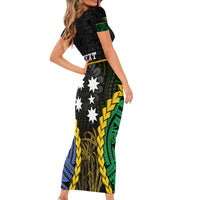 Personalised South Sea Islanders And Vanuatu Family Matching Short Sleeve Bodycon Dress and Hawaiian Shirt Kanakas Sand Drawing Pattern LT05 - Polynesian Pride
