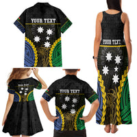 Personalised South Sea Islanders And Vanuatu Family Matching Tank Maxi Dress and Hawaiian Shirt Kanakas Sand Drawing Pattern