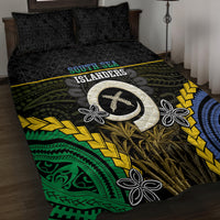 South Sea Islanders And Vanuatu Quilt Bed Set Kanakas Sand Drawing Pattern LT05 Black - Polynesian Pride