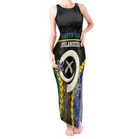 Personalised South Sea Islanders And Vanuatu Tank Maxi Dress Kanakas Sand Drawing Pattern LT05 Women Black - Polynesian Pride