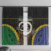 South Sea Islanders And Vanuatu Window Curtain Kanakas Sand Drawing Pattern LT05 With Hooks Black - Polynesian Pride