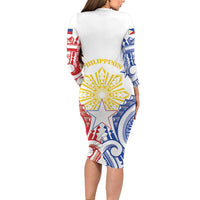 Philippines Long Sleeve Bodycon Dress Katipunan Andres Bonifacio LT05 - Polynesian Pride