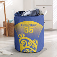 Custom James Cook High School Laundry Basket Maori Koru Pattern LT05 Blue - Polynesian Pride