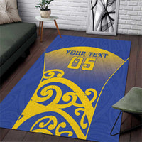 Custom James Cook High School Area Rug Maori Koru Pattern LT05 Blue - Polynesian Pride