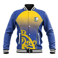 Custom James Cook High School Baseball Jacket Maori Koru Pattern LT05 Unisex Blue - Polynesian Pride
