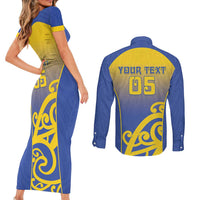 Custom James Cook High School Couples Matching Short Sleeve Bodycon Dress and Long Sleeve Button Shirt Maori Koru Pattern LT05 - Polynesian Pride