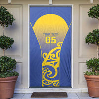 Custom James Cook High School Door Cover Maori Koru Pattern LT05 Blue - Polynesian Pride