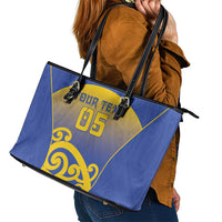 Custom James Cook High School Leather Tote Bag Maori Koru Pattern LT05 - Polynesian Pride