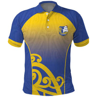 Custom James Cook High School Polo Shirt Maori Koru Pattern LT05 Blue - Polynesian Pride
