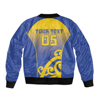 Custom James Cook High School Sleeve Zip Bomber Jacket Maori Koru Pattern LT05 - Polynesian Pride