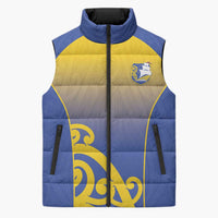 Custom James Cook High School Sleeveless Puffer Jacket Maori Koru Pattern LT05 Unisex Blue - Polynesian Pride