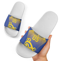 Custom James Cook High School Slide Sandals Maori Koru Pattern LT05 - Polynesian Pride