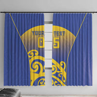 Custom James Cook High School Window Curtain Maori Koru Pattern LT05 With Hooks Blue - Polynesian Pride
