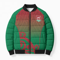 Custom Onehunga High School Bomber Puffer Jacket Maori Koru Pattern LT05 Unisex Green - Polynesian Pride